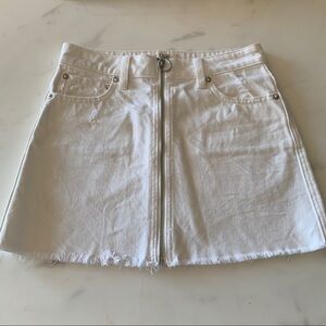 Free People We the Free Denim Deco White a line Mini Skirt Zip front‎ size 24